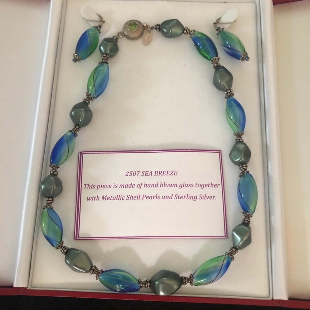 Hand Blown Glass Necklace and Earring Set